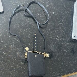 Elegant Black Leather Crossbody Phone Holder